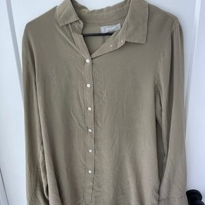 Everlane Green 100% Silk Shirt